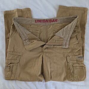 Unionbay Mens Cargo Pants Khaki Tan Straight Leg Cotton Size 36x32 Y2K Utility